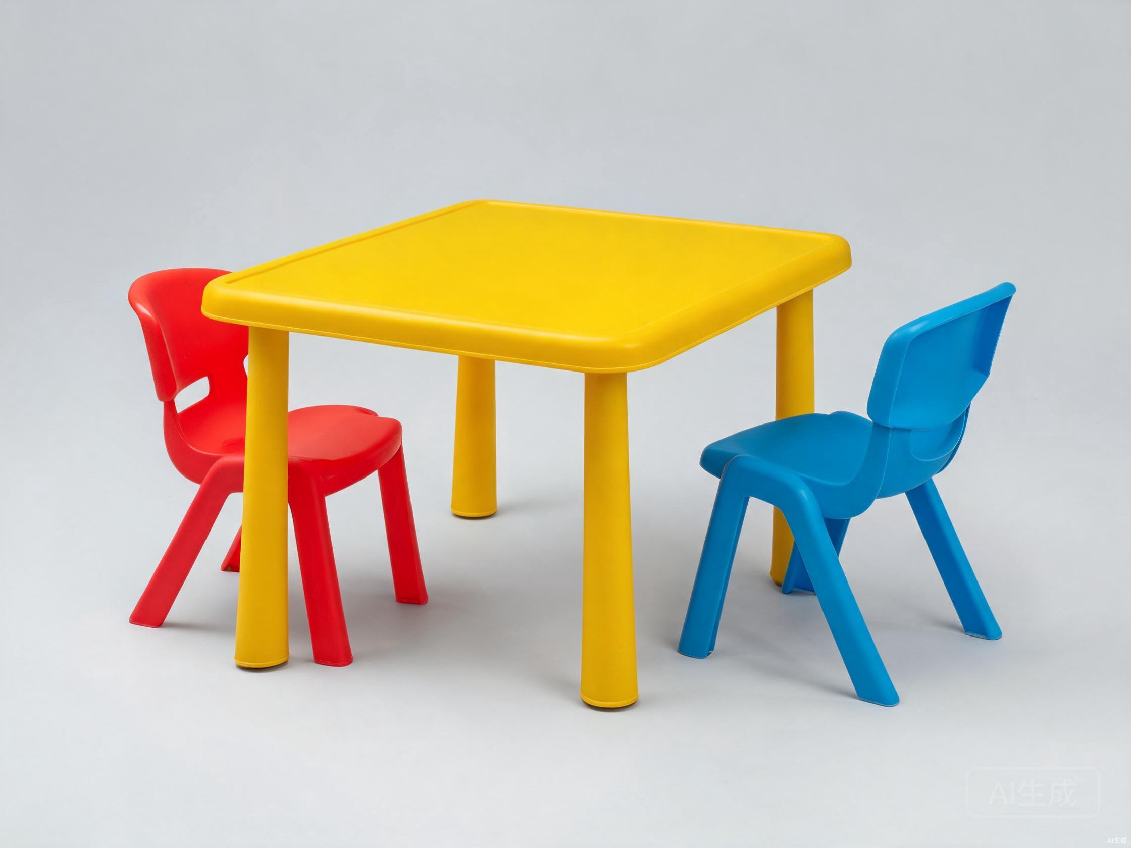 Colorful plastic tables and chairs for kindergartens