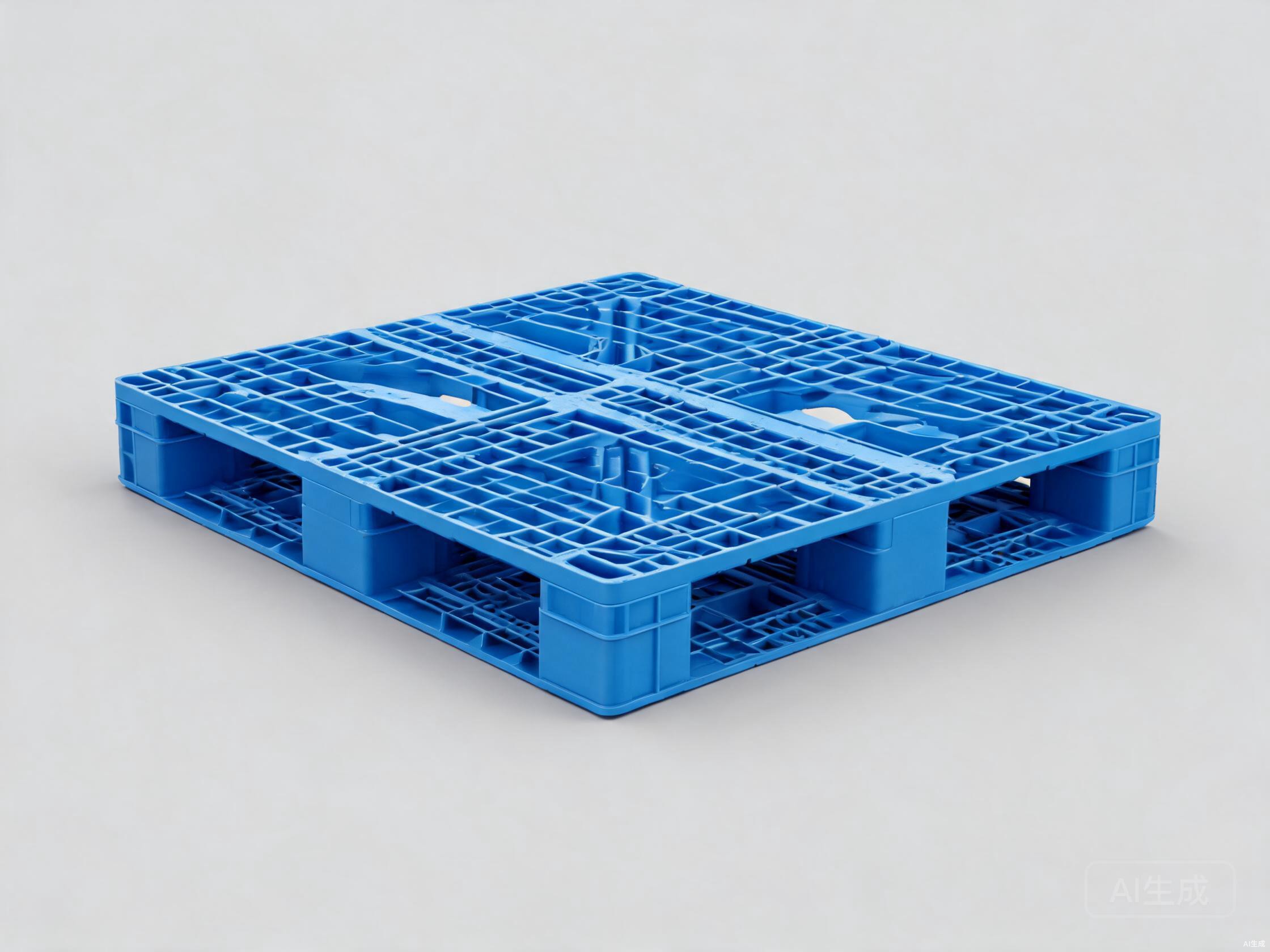 Plastic export pallets stacked in a warehouse